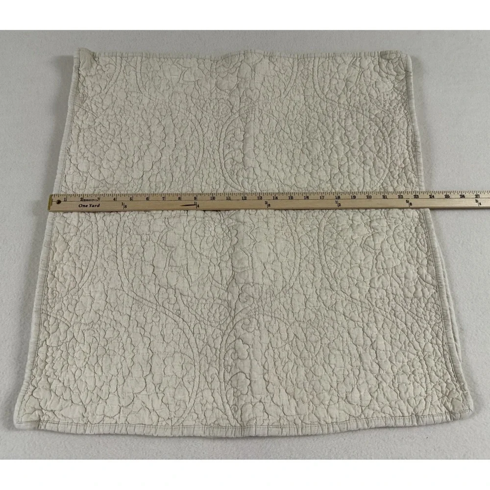 Pottery Barn Euro‎ Sham 100% Linen Front Embroidered Floral Cottage Boho Flaw